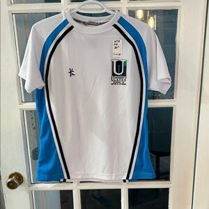 657.  White and Blue Men's Athletic Shirt